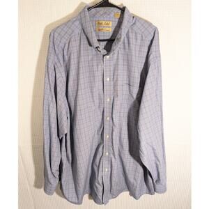 Roundtree Yorke 3XB Blue Plaid Button Down Shirt Mens Gold Label Non Iron Cotton